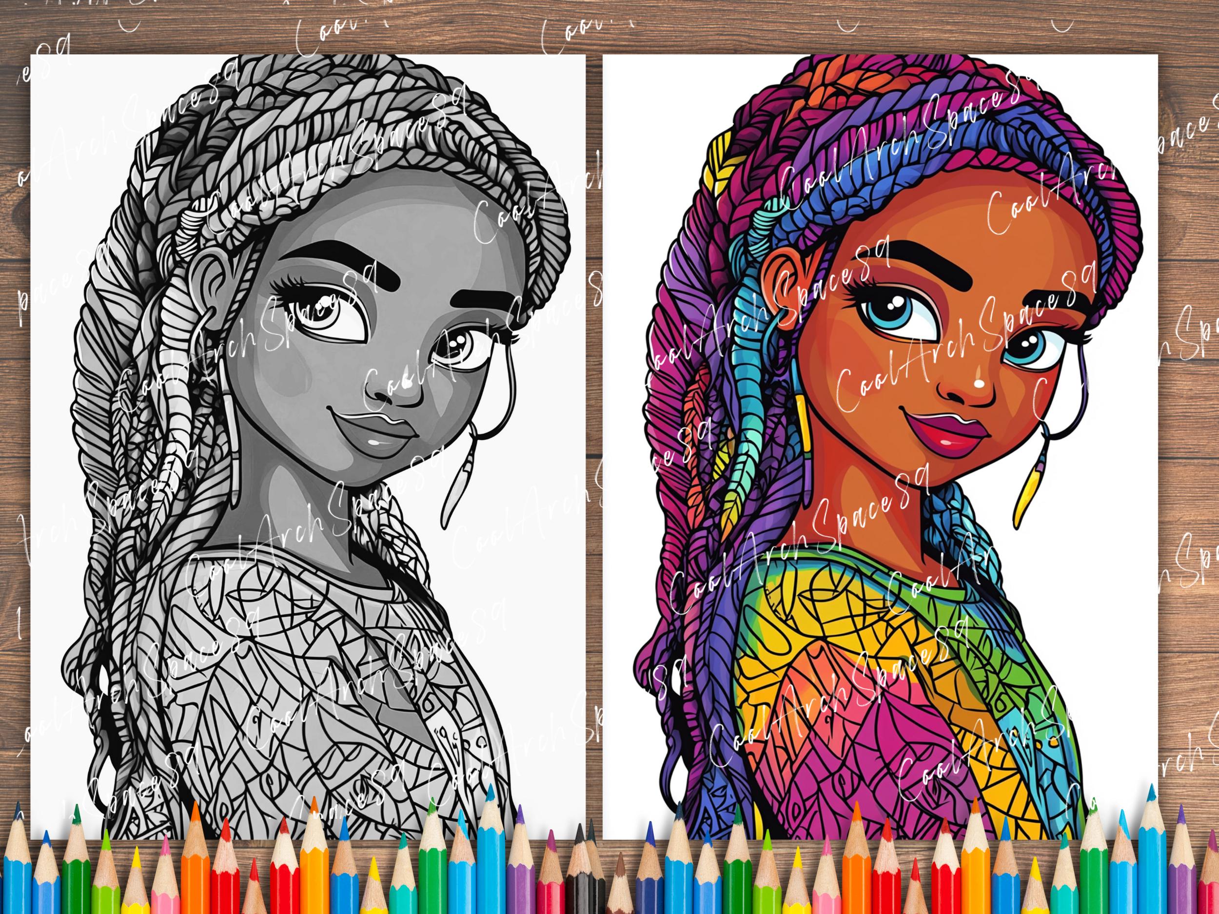 African Girl Coloring Pages: Ethnic Art for Kids & Adults (PDF) - Etsy