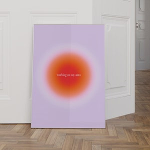Lila poster met kleurovergang, Lila Aura Art Print, Aura Self Care poster, Wellness Art Prints, trendy muurkunst, dromerig spiritueel, DIGITALE DOWNLOAD