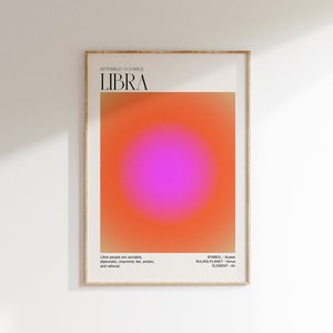 Libra Gradient Poster, Libra Aura Art Print, Zodiac Gradient Poster, Trendy Positive Wall Art, Spiritual Print, Aura Energy DIGITAL DOWNLOAD