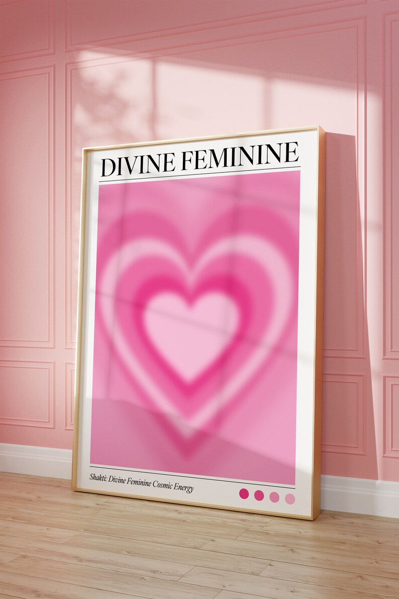 Divine Feminine Aura Poster, Pink Gradient Art Print, Pink Heart Y2K ...