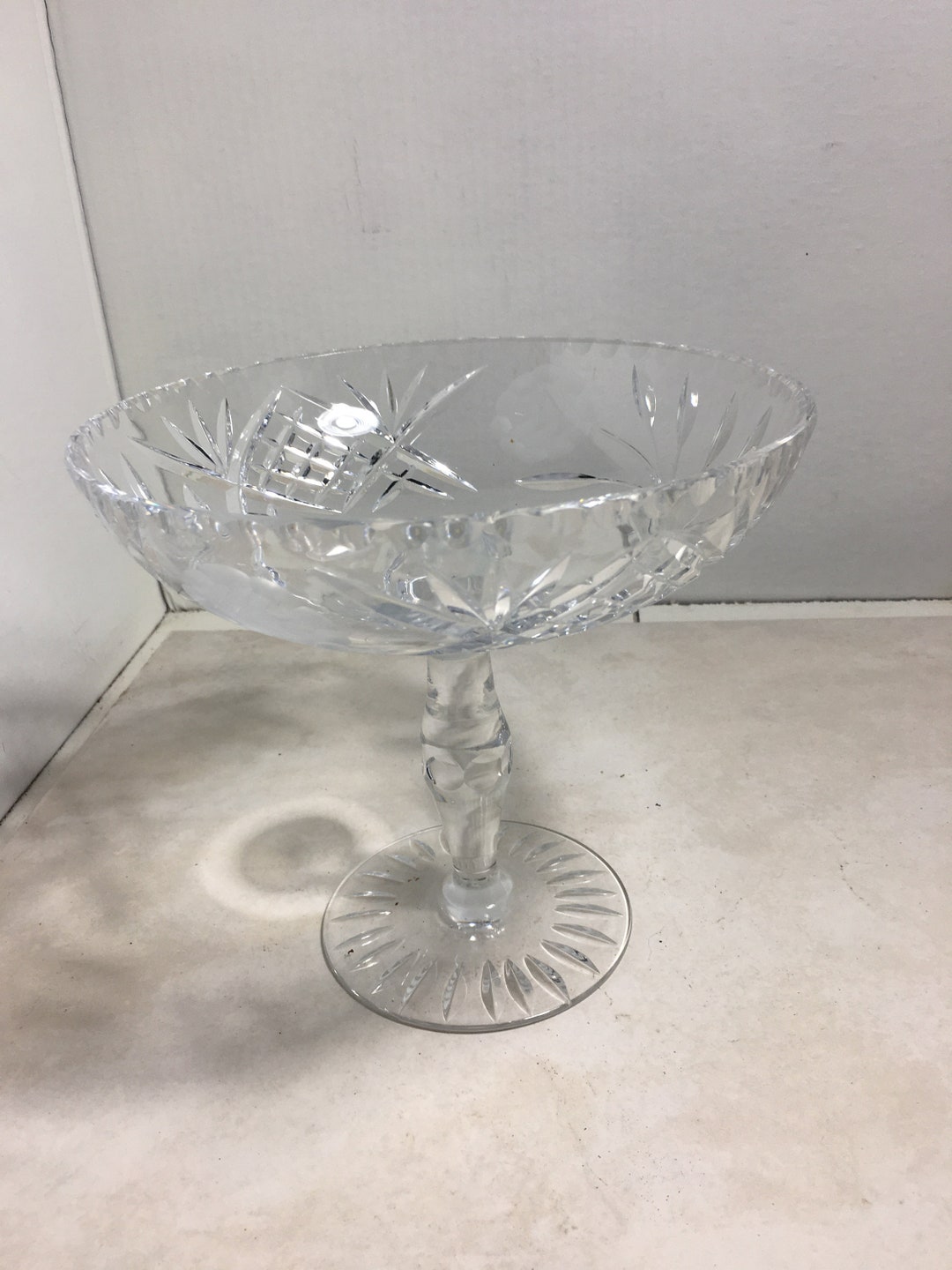 Vintage Cut Lead Crystal Compote Etsy