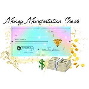 Money Manifestation Check, Vision Board Printables, Manifestation Checks, Law of Abundance, Money Manifestation, Vision Board