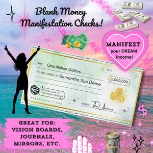 Money Manifestation Check, Vision Board Printables, Manifestation Checks, Law of Abundance, Money Manifestation, Vision Board