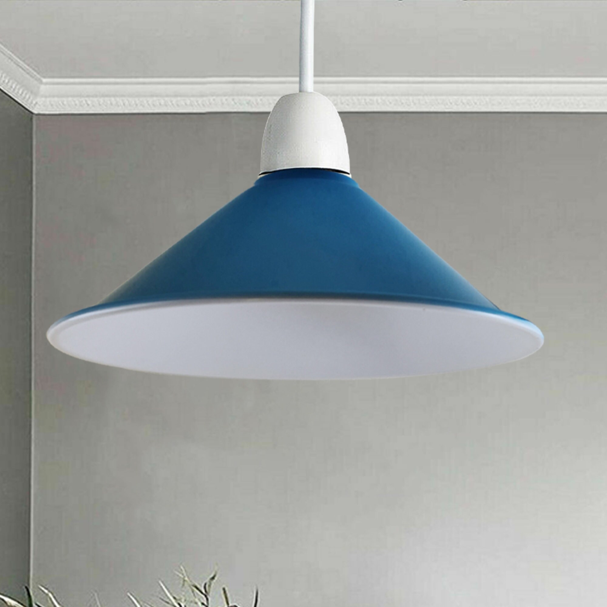 thumbnail image 2 of LEDSone Metal Cone Pendant Lampshade - Industrial Retro Ceiling Light Shade, Easy Fit E27 (Green Brass) 2 of 11