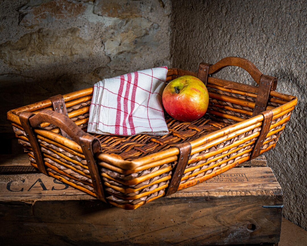 Vintage, French, Cane and Raffia Tray With Wooden Handles and Trim. - Etsy