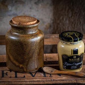 Vintage French Stoneware Mustard Pot