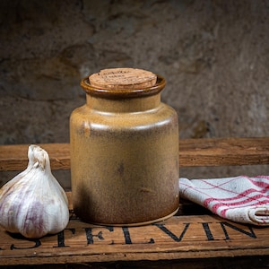Vintage Stoneware Amora Mustard Pot from Dijon, France. 1930&#39;s