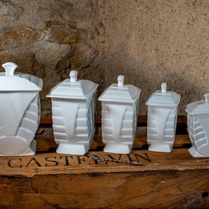 French Art Deco Style Kitchen Storage Jars, Set of Five
