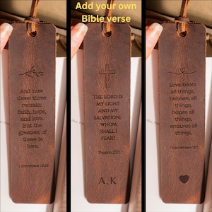 Personalized Bible Verse Leather Bookmark | Custom Bible Verse Bookmark | Handmade Bookmark | Bookworm Gift | Anniversary Gift | Book Lover