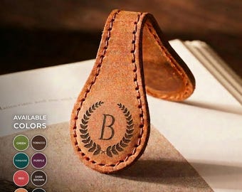 Gepersonaliseerde magnetische boekenlegger van leer met initialen | Boekenlegger op maat | Cadeau voor lezers | Cadeau voor haar | Cadeau voor hem | Cadeau voor boekenliefhebbers