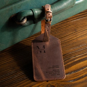 Personalized Leather Luggage Tags | Custom Leather Travel Tag | Traveler&#39;s Gift Tag | Wedding Favors | Luggage Tag | Handmade Leather Tag |