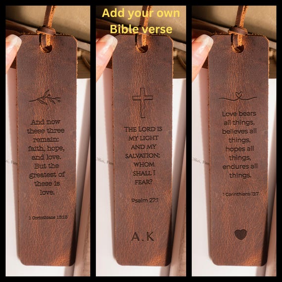 Personalized Bible Verse Leather Bookmark | Custom Bible Verse Bookmark | Handmade Bookmark | Bookworm Gift | Anniversary Gift | Book Lover