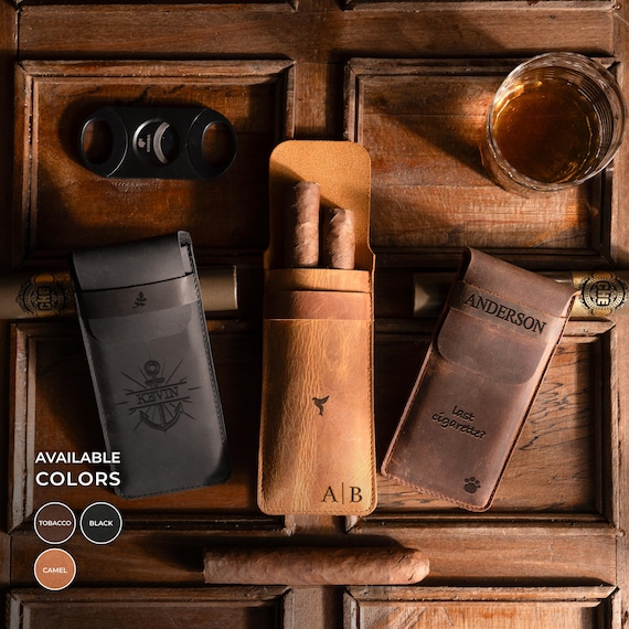 Personalized Leather Cigar Holder | Premium Leather Cigar Case | Christmas Gift | Gift for Him | Gift for Husband | Groomsmen Gift |