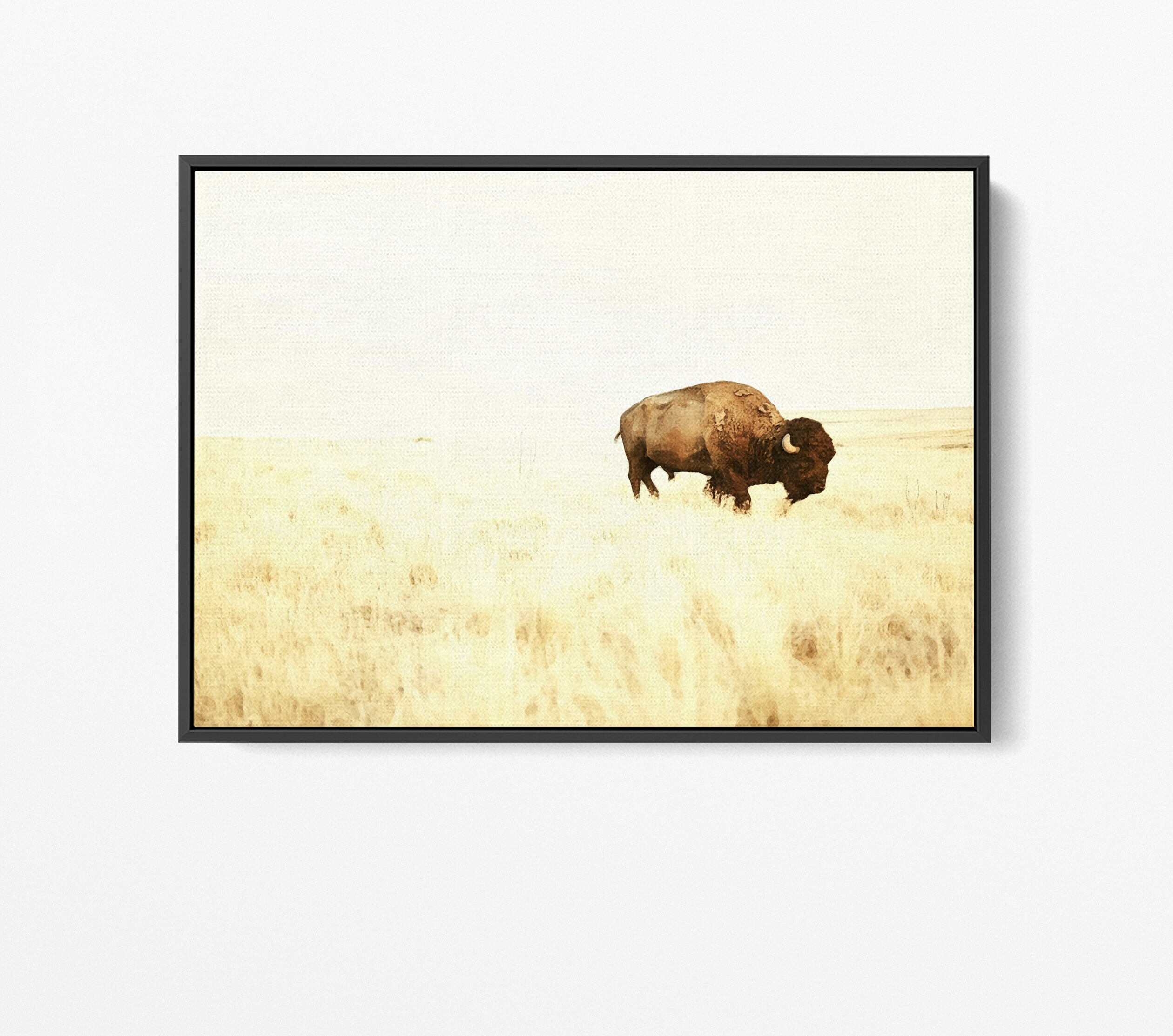 Buffalo Wall Art Large Western Watercolor Canvas Print Etsy
