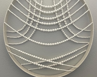 Boho bead, circular wall decor, large art piece, home decor