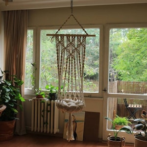 Boho Macrame Cat Bed Hammock - Unique Hanging Cat Bed for Cats and Small Dogs - Stylish Pet Gift- Natural Cotton Macrame Swing