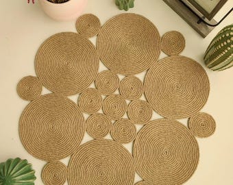 Runner da tavola rotondo in juta fatto a mano: decorazione per la cucina in stile boho