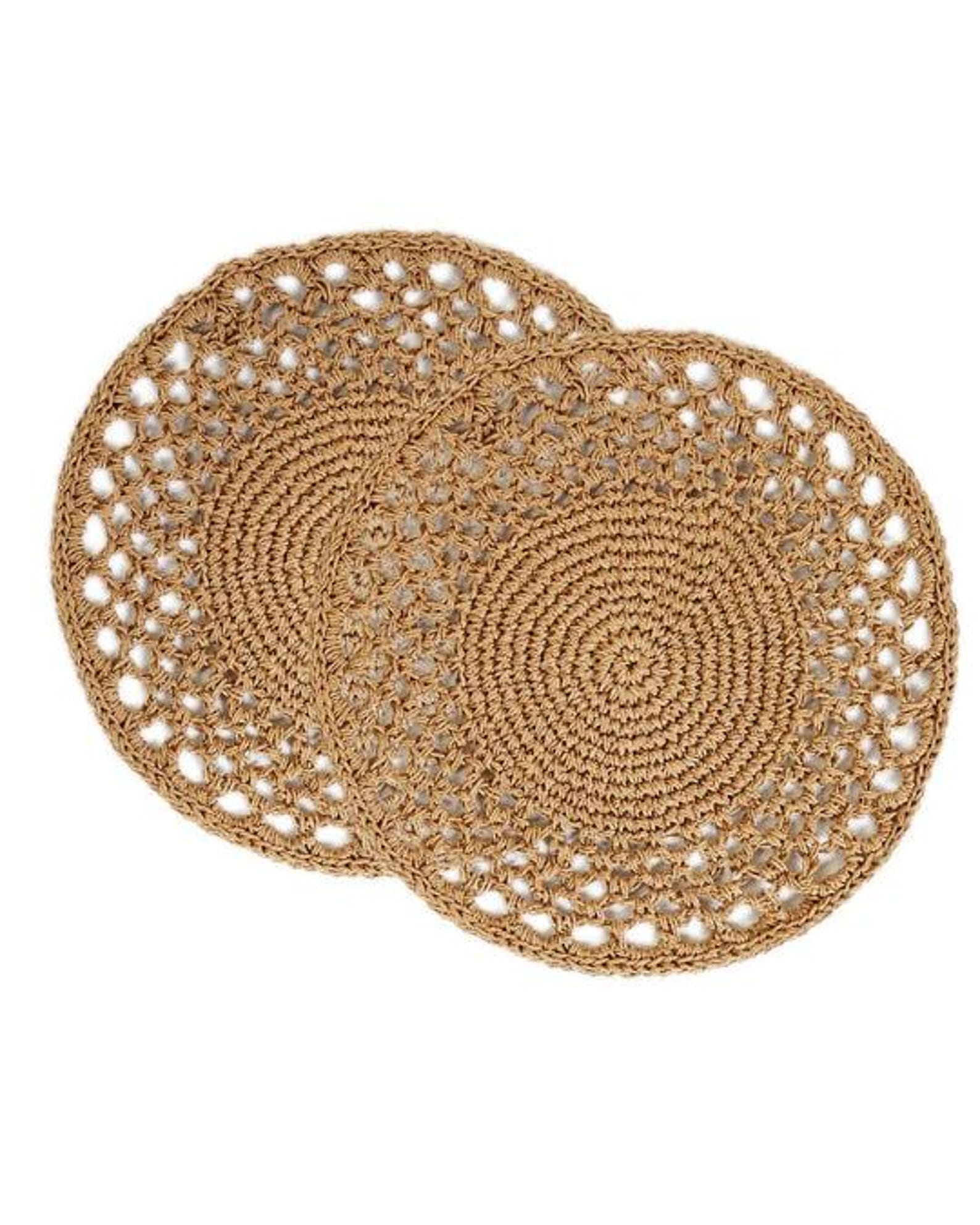 Natural Straw Placemats – Hand Crochet Raffia Round Table Mats – Boho ...
