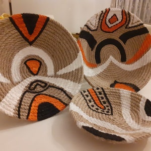 Set of 3 African Basket Decor, Handwoven Basket Wall Hanging, Bohemian Baskets Wall Art, Unique Home Decoration, Ethnic Style, New Home Gift