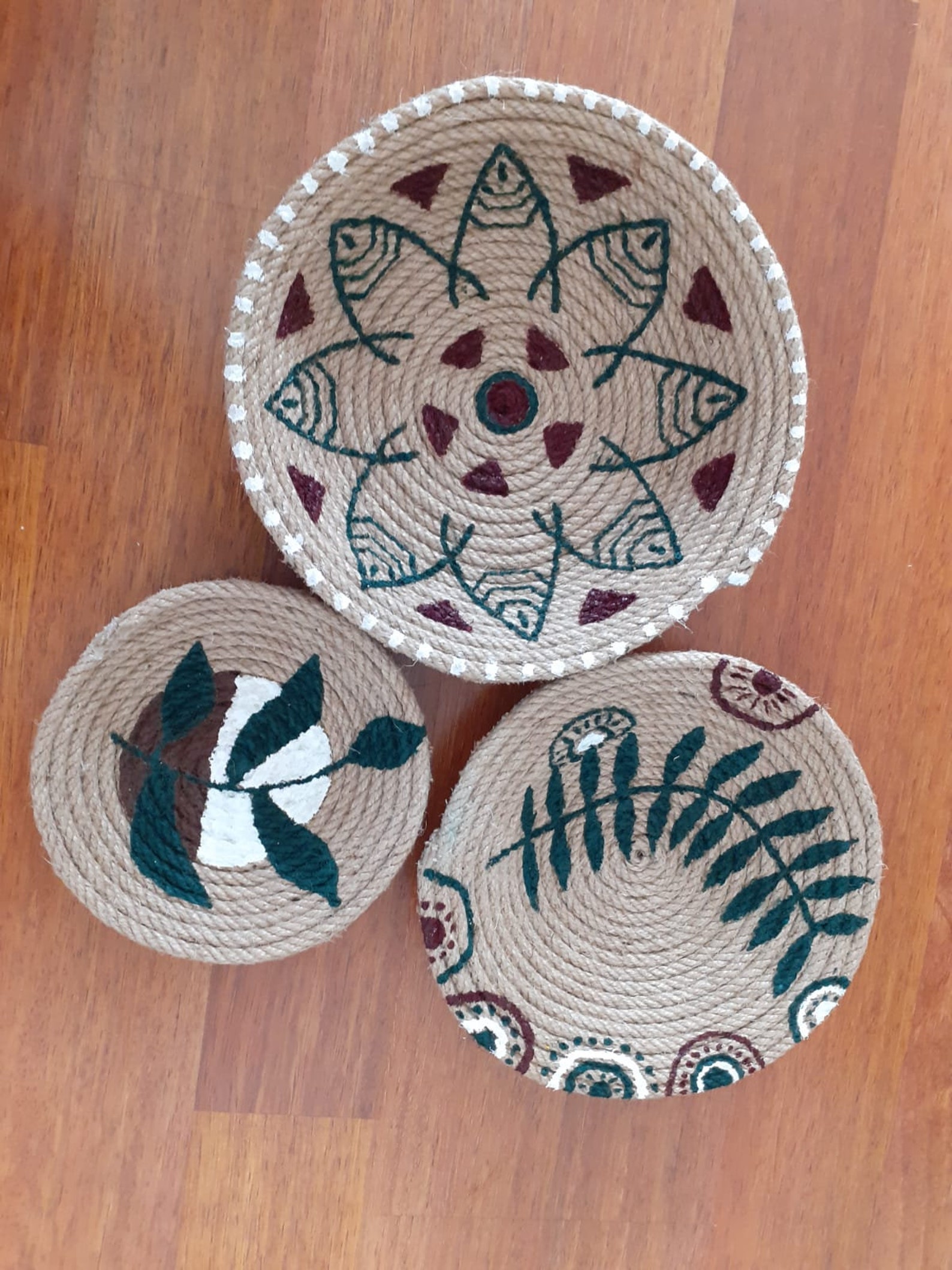 African Handwoven Wall Basket Set of 4 Emerald Green Wicker Etsy