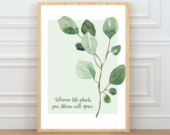 Inspirational Plants Print | Plant Poster | Printable Wall Art | Bloom Grow Planted Inspo | Plant Lover Gift | Indoor Plants | Vintage Print