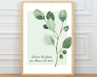 Inspirational Plants Print | Plant Poster | Printable Wall Art | Bloom Grow Planted Inspo | Plant Lover Gift | Indoor Plants | Vintage Print