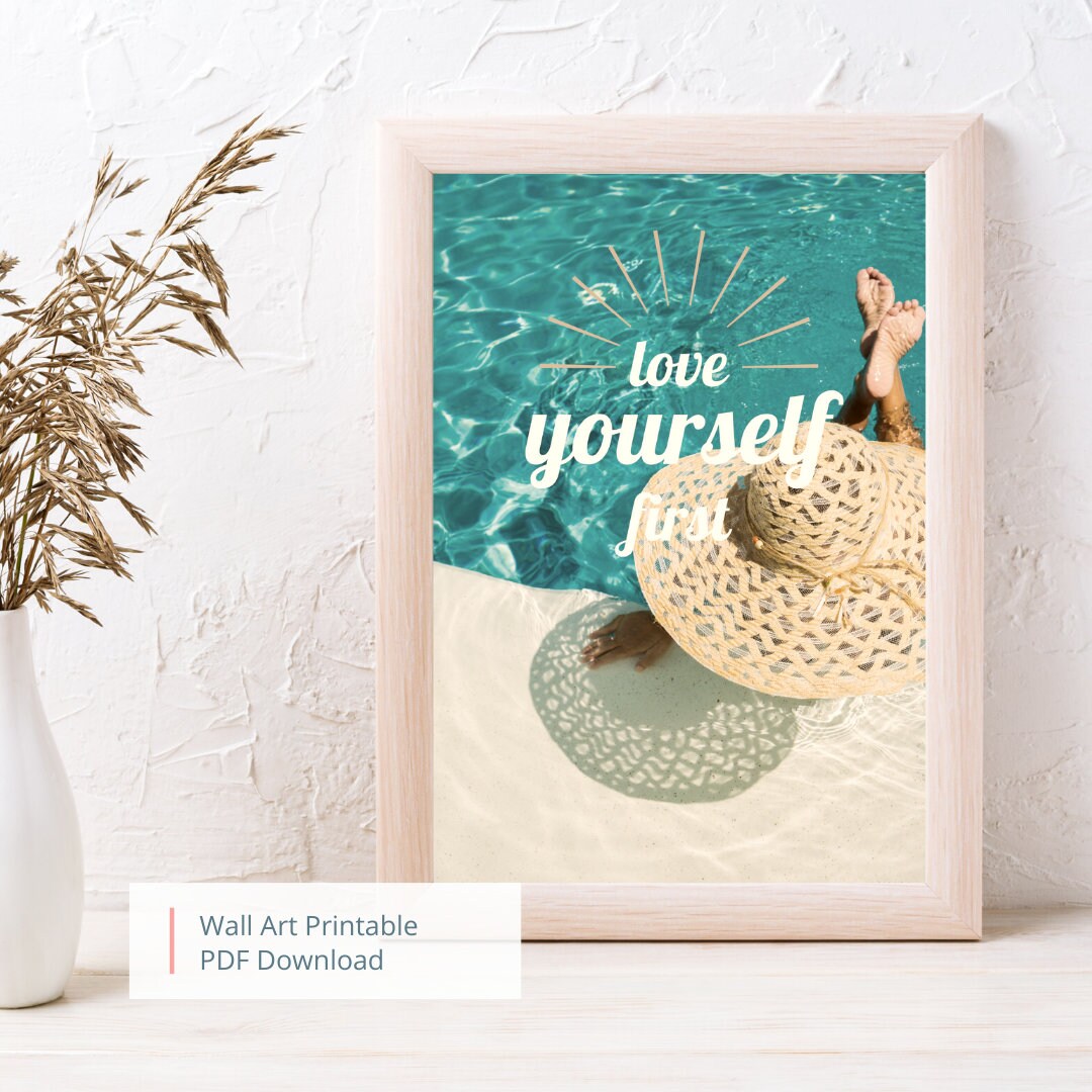 Love Yourself First Quote Self Love Wall Art That Girl Girly Wall Art ...