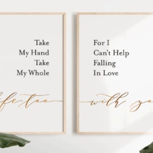 Can&#39;t Help Falling in Love Elvis Presley Wall Art Print Love Me Tender Print Nursery Wall Decor Song Lyric Wall Art Nursery Decor Girl Boy