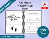 Childcare Register Log Book Baby Daily Log Infant Daily Log Newborn Daily Log Baby Newborn Baby Care Log Nanny Log Babysitter Log