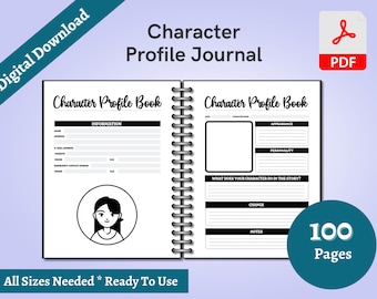 Character Profile Journal: Novel Writing Planner (Digital Download)