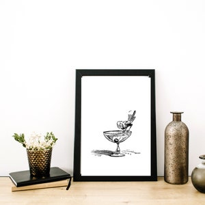 Cocktail Art Print Cheers Print Schild Bar Cart Wand Dekor Cocktail Print Bar Cart Bar Cocktail Bar Art Alkohol trinken Bar druckbare Vogel