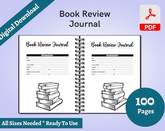 Book Review Journal, Reading Log (Digital Download)