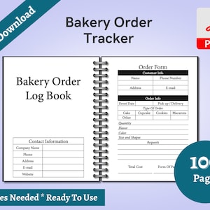Bakkerij Order Tracker Afdrukbaar Bakkerij Bedrijfsformulieren Taart Bestelformulier Bestellogboek Kleine zakenvrouw Eigen bakkerij Afdrukbaar