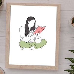 Woman Reading Love Line Art Sensual Art Print Love Reading Bookish Gift Wall Art Female Reading Art Cozy Room Decor Chic Decor Modern Decor