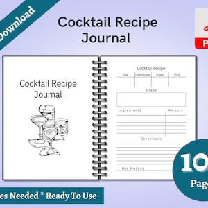 Libro di ricette per cocktail Libro di ricette Regalo per bar Divertente regalo per barista Taccuino per cocktail vuoto per matrimoni Hostess presente Libro di ricette
