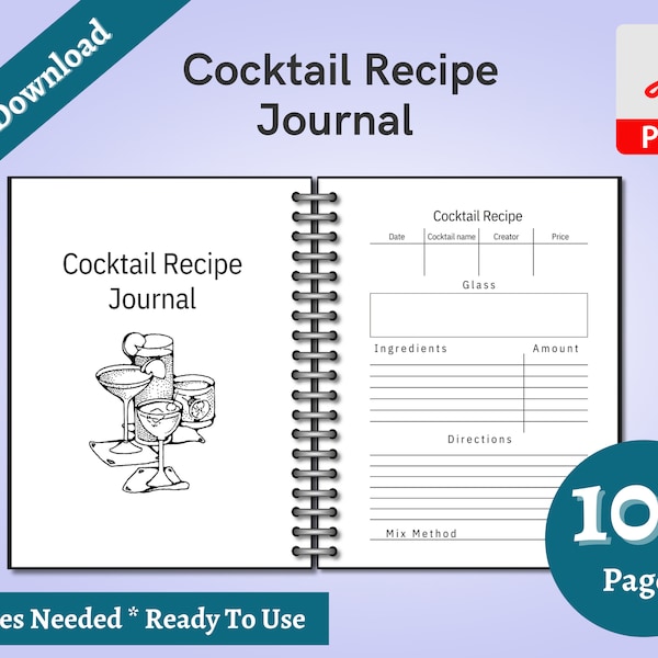 Cocktail Recipe Book Recipe Book Bar Gift Fun Bartender Gift Wedding Blank Cocktail Notebook Host Hostess Present Recipe Book
