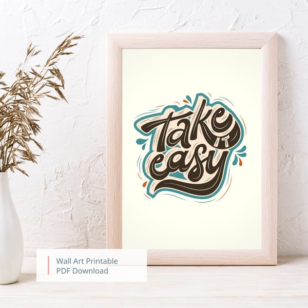 Take It Easy Wall Art Groovy Art 70s Art Woman Love Feminist Self Love Wall Art Girly Wall Art Self Love Wall Art Inspirational Wall Art