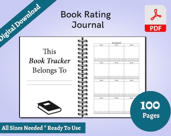 Book Rating Journal: Reading Log, Review Worksheet (PDF Pattern)