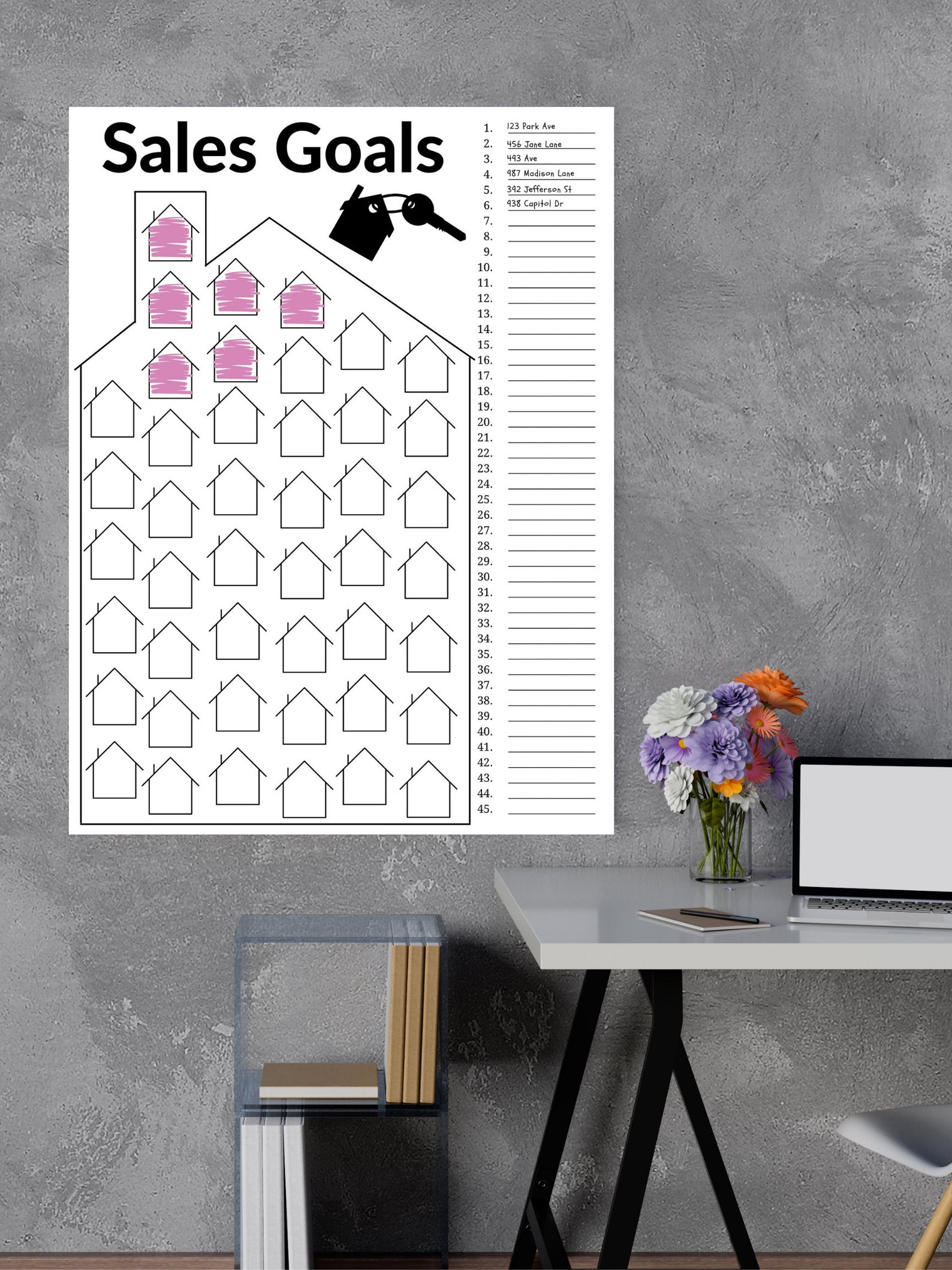 Real Estate Goal Board 45 Homes Goal Sheet Realtor Sales Etsy