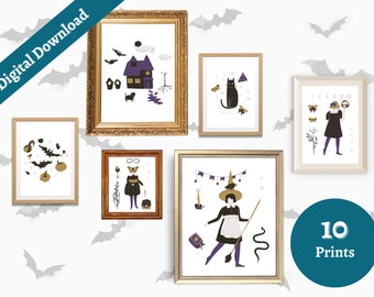 Halloween Art Prints Halloween Art Mega Bundle Set Halloween Decor Halloween Gallery Wall Halloween Modern Farmhouse Decor Halloween Poster