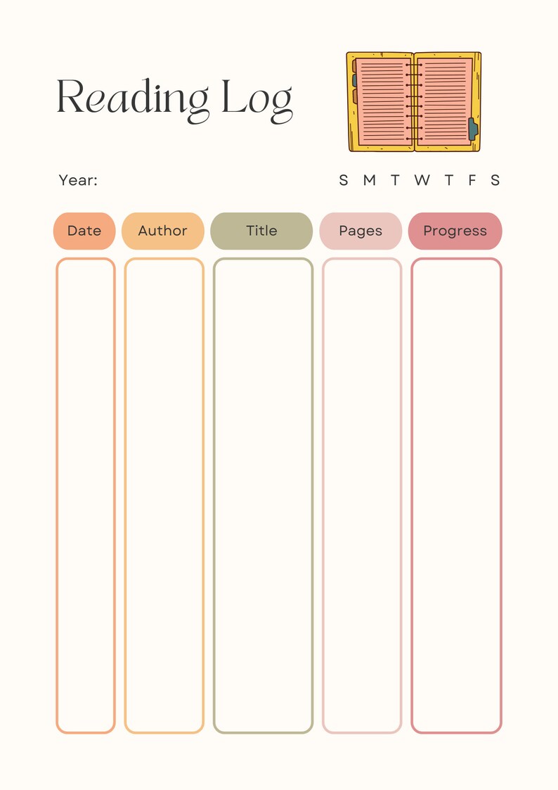 Reading Planner Printable Reading Journal Book Shelf Happy Planner 100