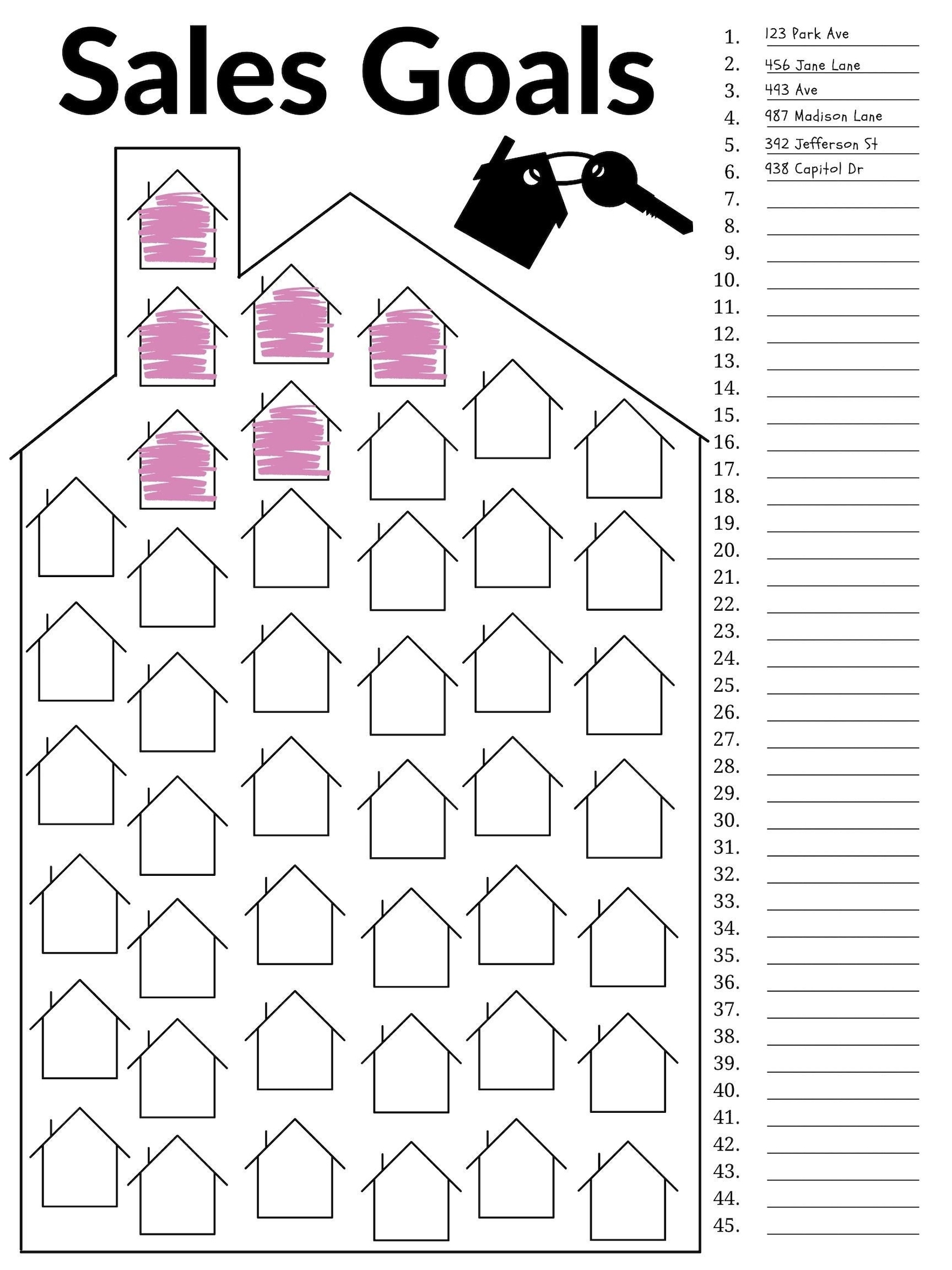 Real Estate Goal Board 45 Homes Goal Sheet Realtor Sales Etsy
