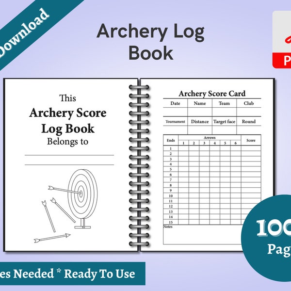 Archery Log Book Sports and Outdoors Archery Score Printable Archery Book Sports Log Book Outdoor Sports Hunting Tracker Downloadable PDF