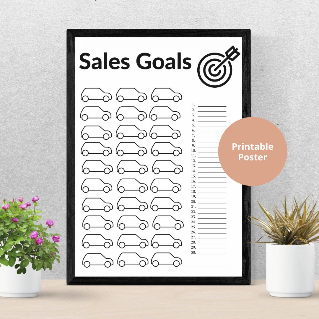 Care Sales Goal Board 30 Cars Goal Sheet Salesman Sales Car Vehicle