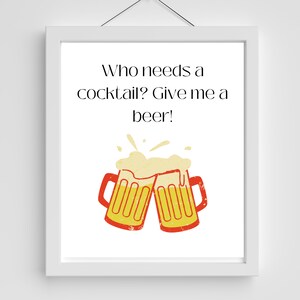 Bier Art Print Bier Print Schild Bar Cart Wand Dekor Brauen Print Bar Cart Bar Keg Bar Art Alkohol trinken Bar Printable Brauerei Bier Cocktail