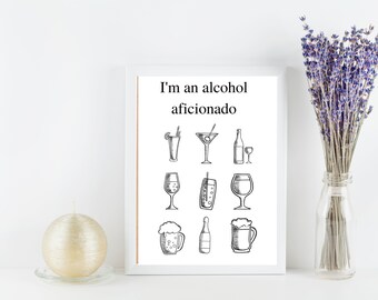 Alcohol Aficionado Impresión Cheers Art Bar Carro Pared Decoración Cóctel Impresión Bar Carro Arte Bar Carro Impresión Bar Imprimible Whisky Bar Cerveza Vino Ginebra