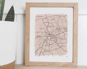Greenville SC Map // 2 Styles // Greenville Art, Greenville Print, Greenville Wall Art, Greenville Gift, Map of Greenville