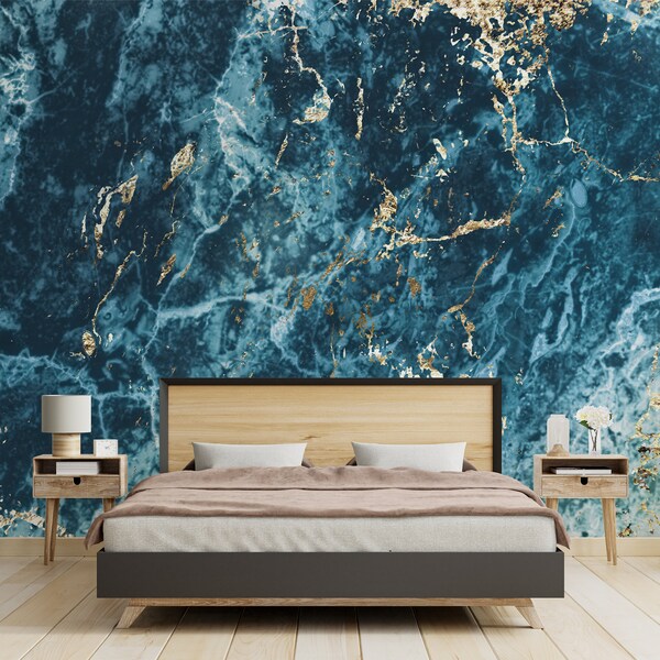 Blue Temporary Wallpaper Etsy