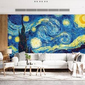 Starry Night Wallpaper Van Gogh-selfadhesive Paper-peel and - Etsy