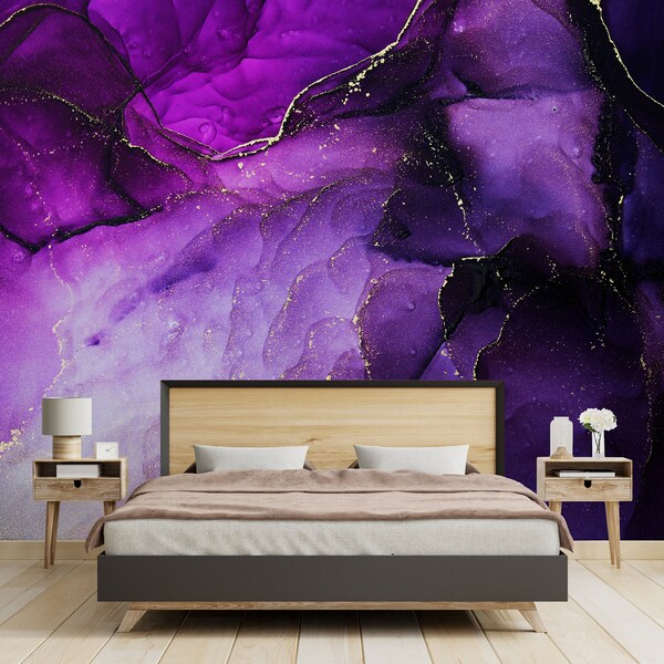 Peel and Stick Wallpaper Purple Etsy